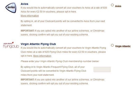 automatic air miles from clubcard points