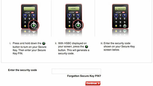 hsbc secure key logon steps