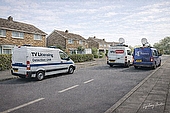 tv licensing detection van with sky news and channel 4 news illustration