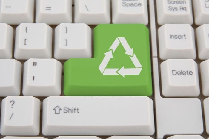 environment recycle logo on keyboard