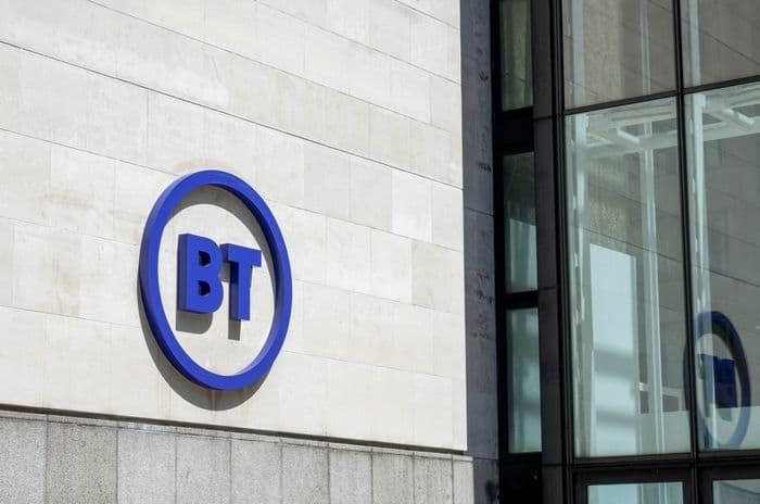 bt logo on wall