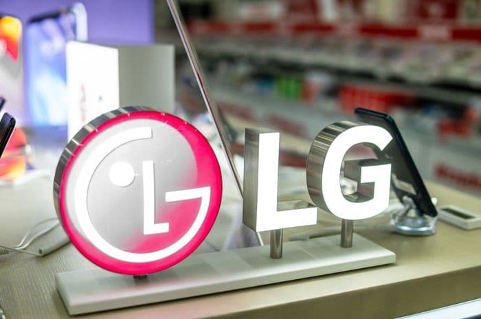 lg logo against tech store backdrop
