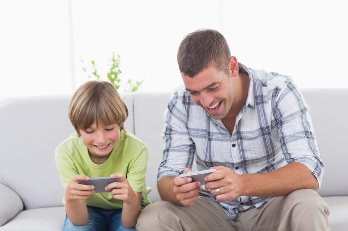 mobile gaming father son