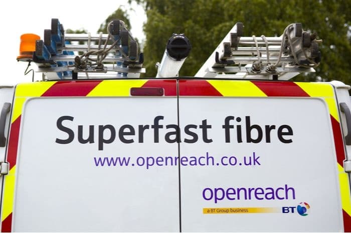 bt openreach superfast fibre van