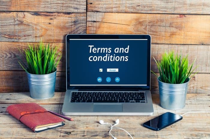 terms and conditions on laptop