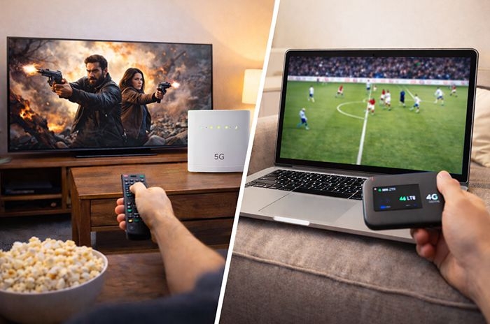 watching tv with mobile broadband 4g and 5g