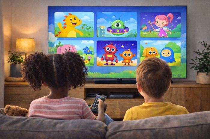 children watching kids tv