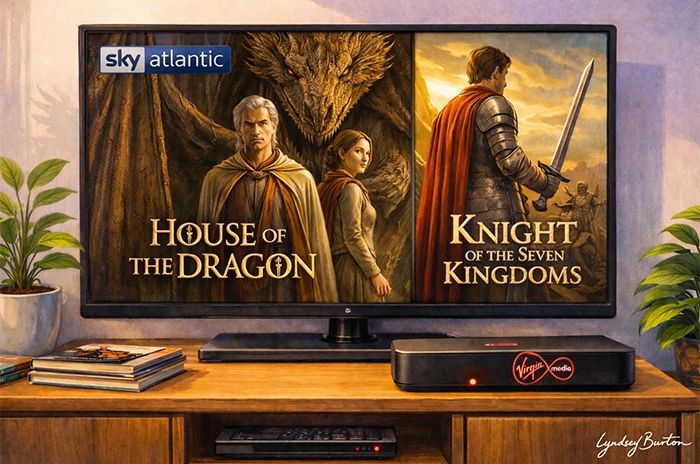 sky atlantic on virgin media tv illustration