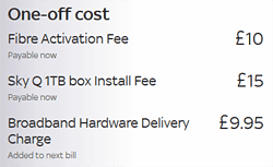 screen grab showing tv+fibre upfront costs
