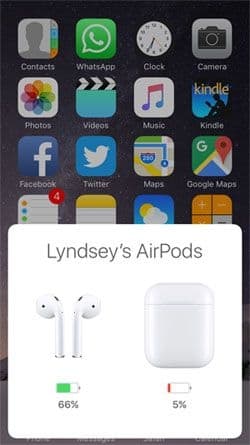 Apple Airpod charge status