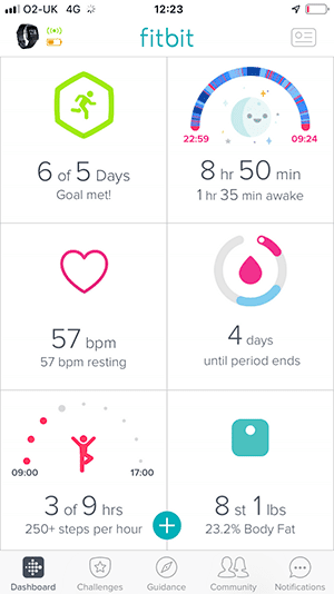 fitbit app main screen