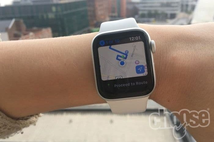 Apple Watch Series 4 large screen with gps route