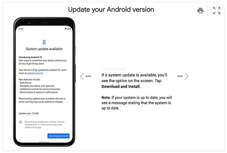 update android screenshot
