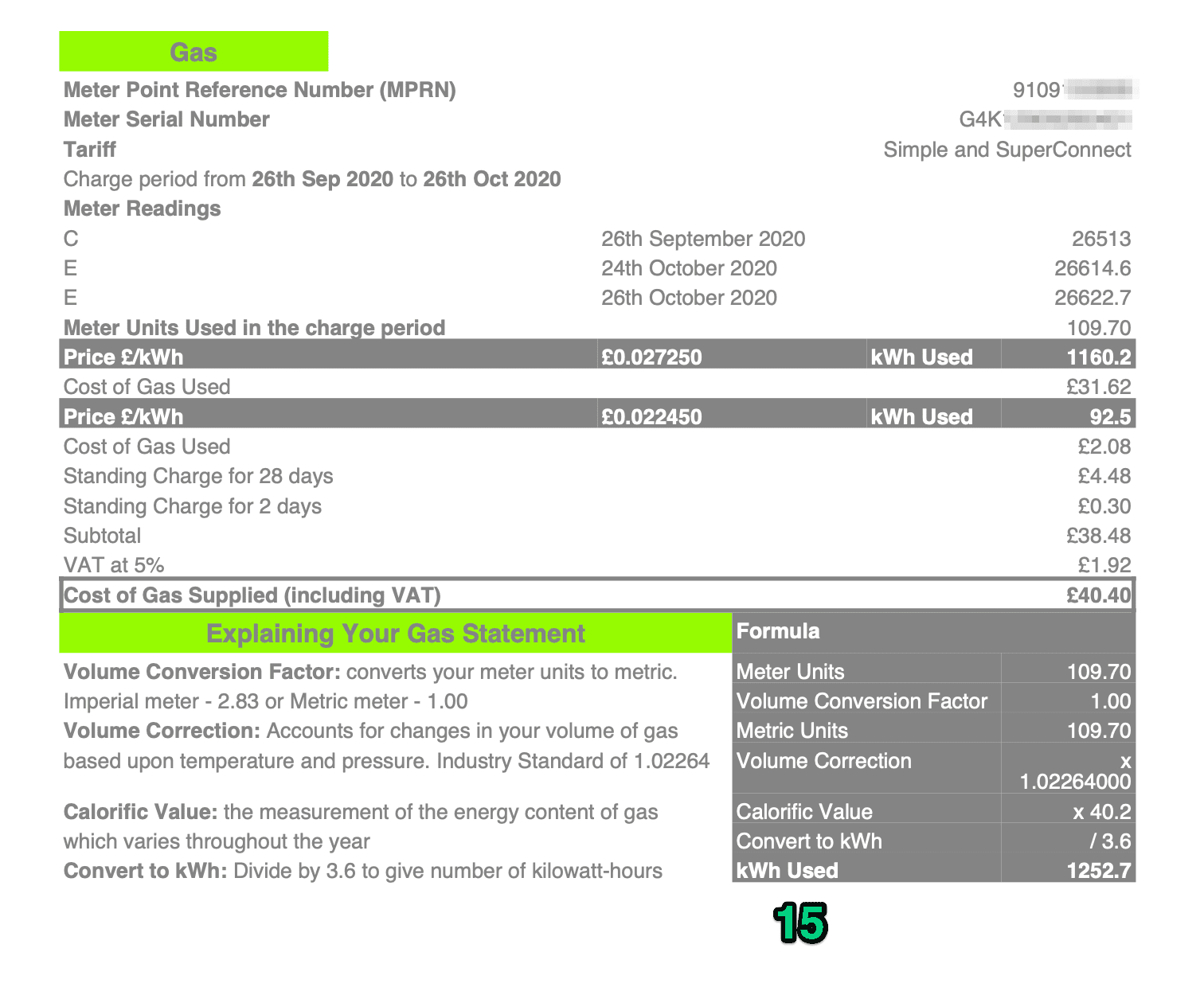 sample energy bill