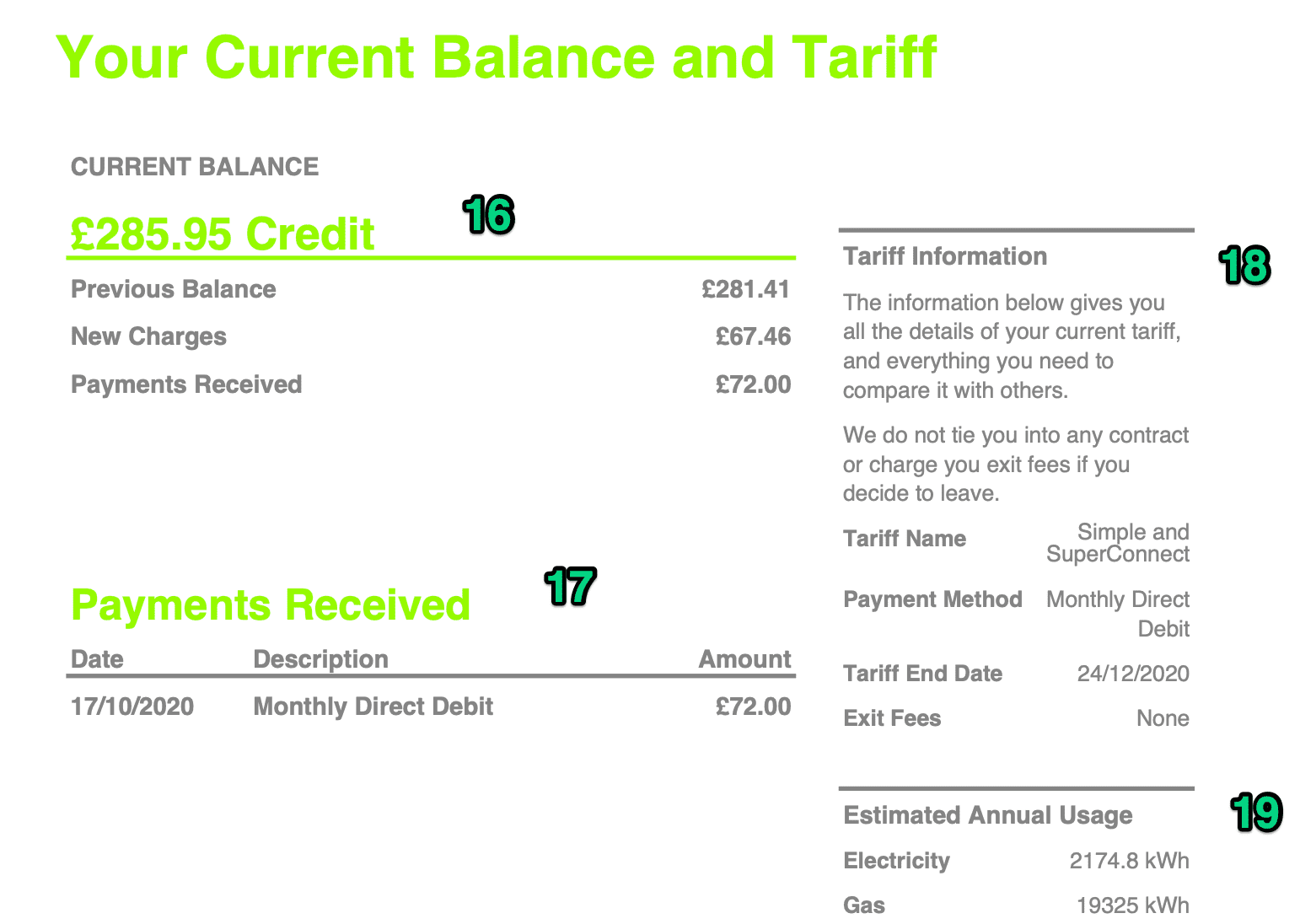 sample energy bill