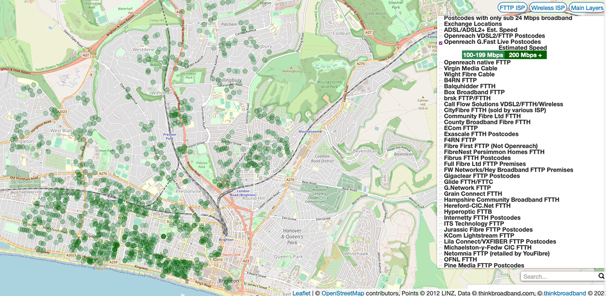g.fast coverage in brighton