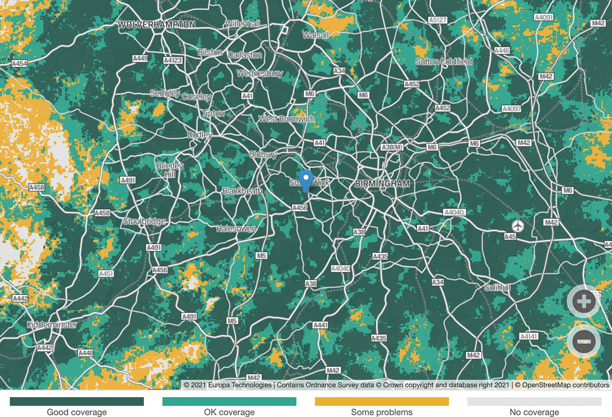 o2 mobile coverage birmingham