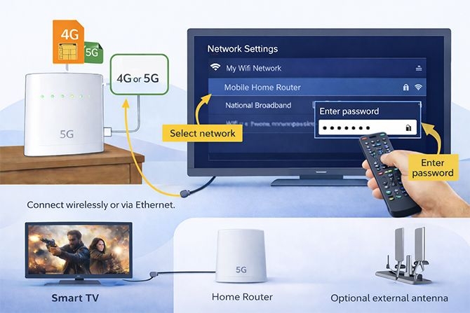 watching tv with mobile broadband home router